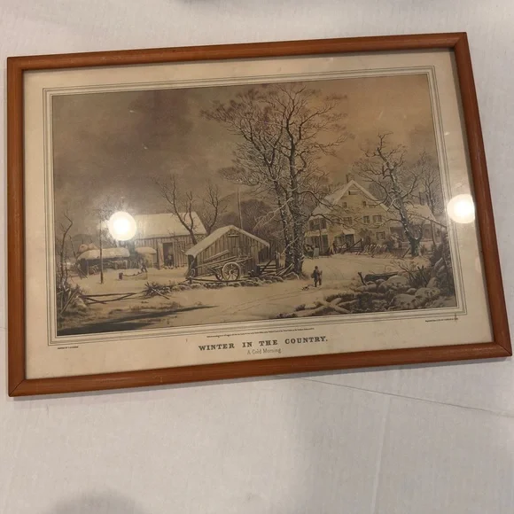 Vintage Art Print 15x11 Winter in the Country